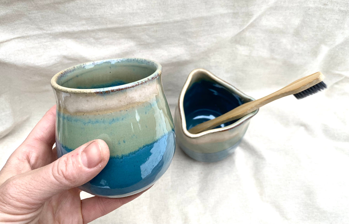 Bathroom Set - Toothbrush holder & cup