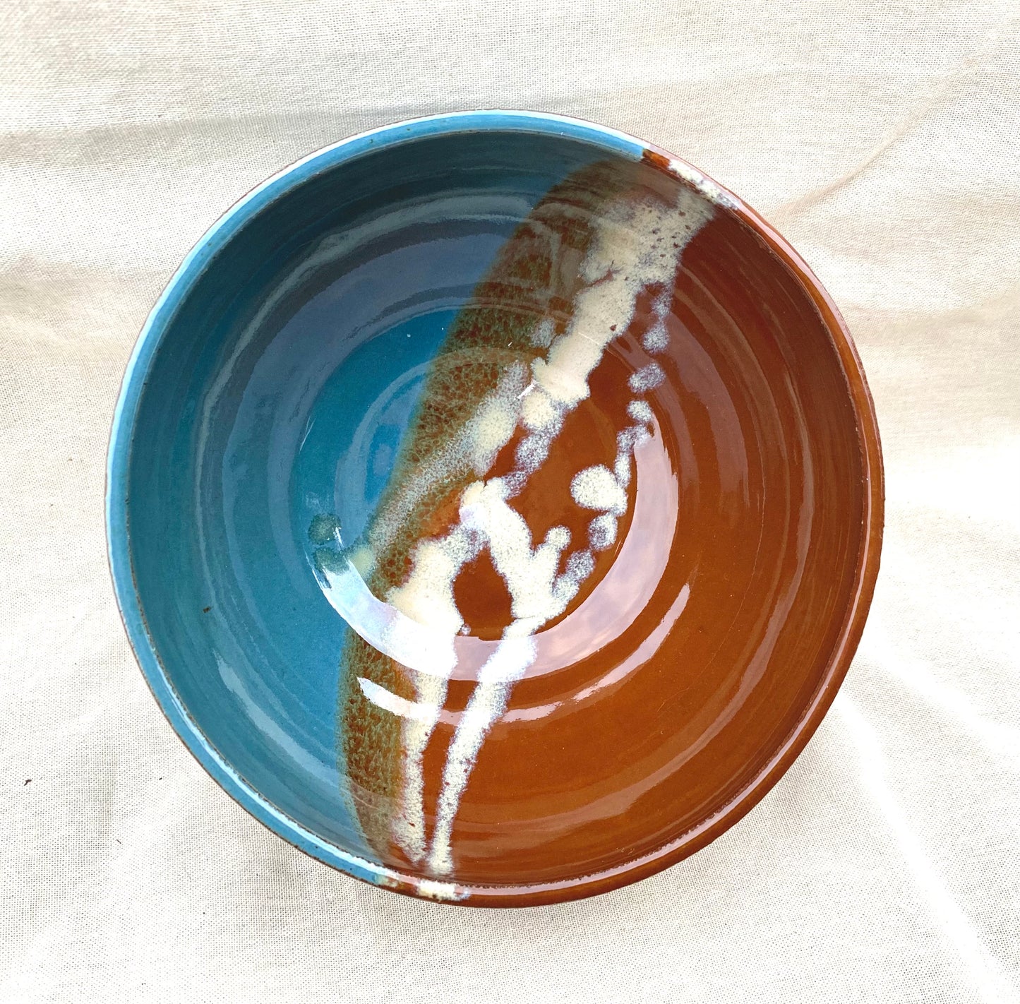 Large Soup Bowl -blue & autumn