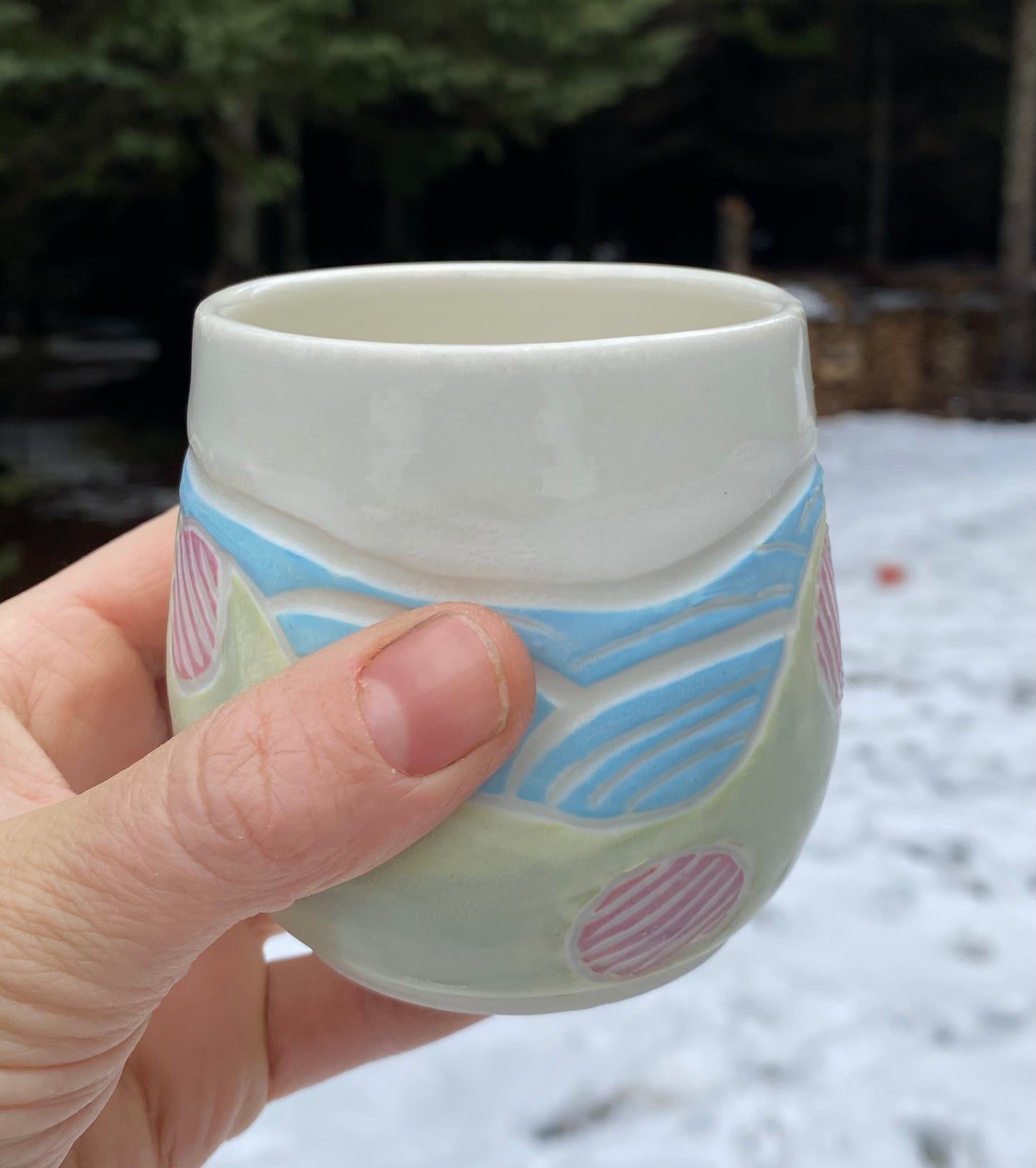 Tumbler with Pastel Sgraffito