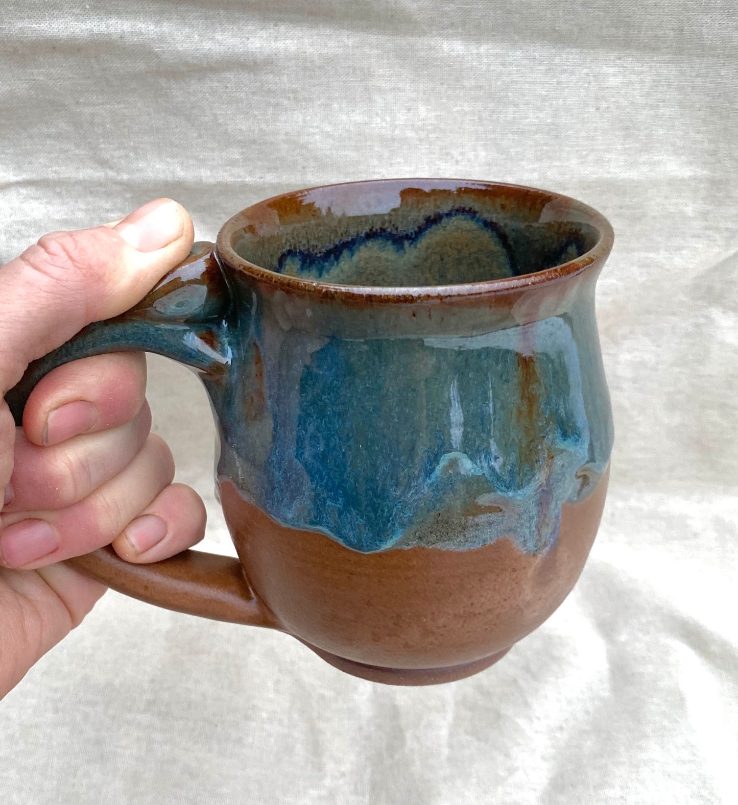 Large Mug - Brown & turqouise