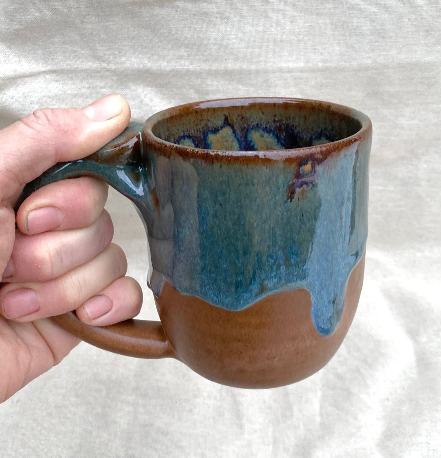 Small Mug - brown & turqouise