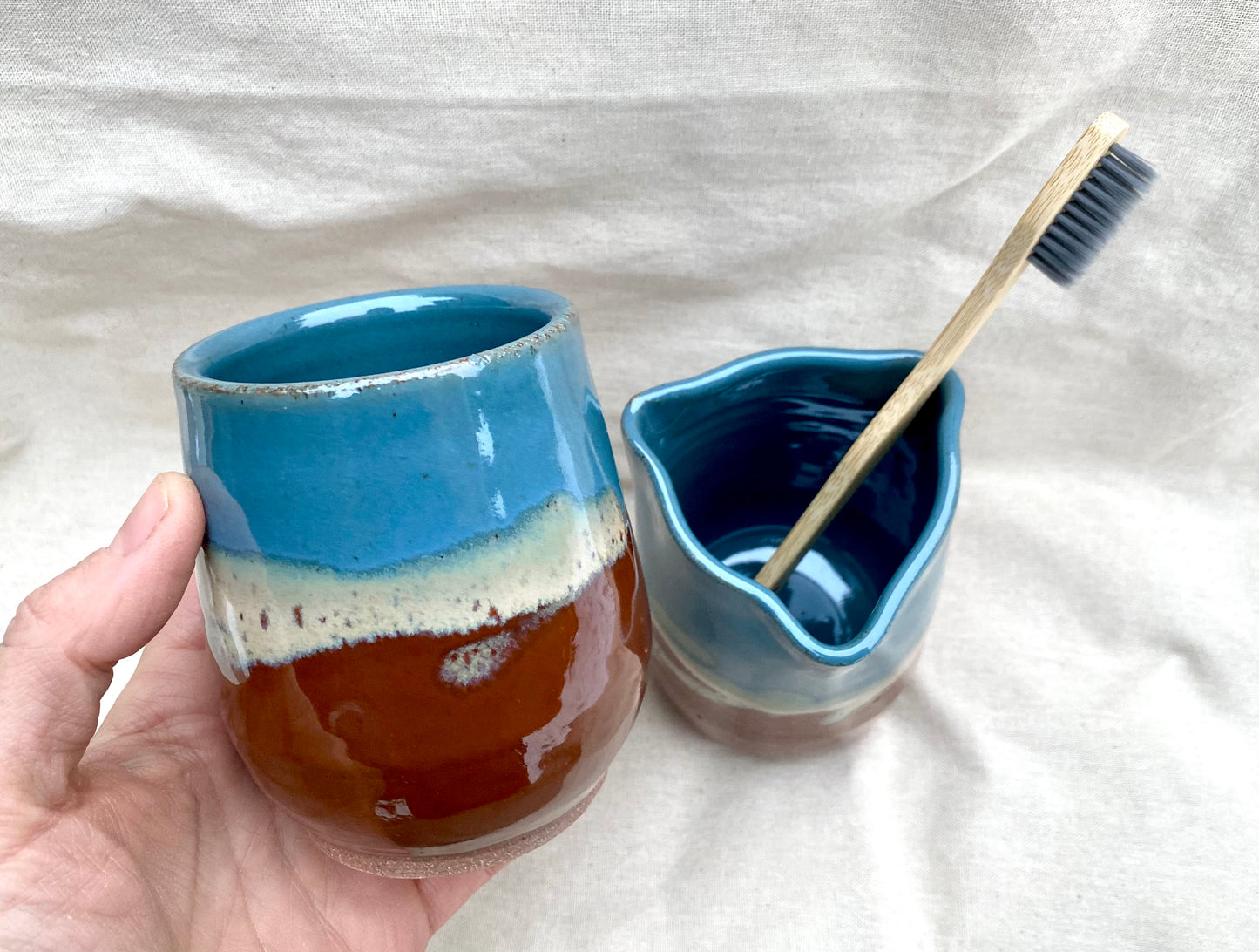 Bathroom Set - Toothbrush holder & cup