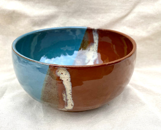 Large Soup Bowl -blue & autumn