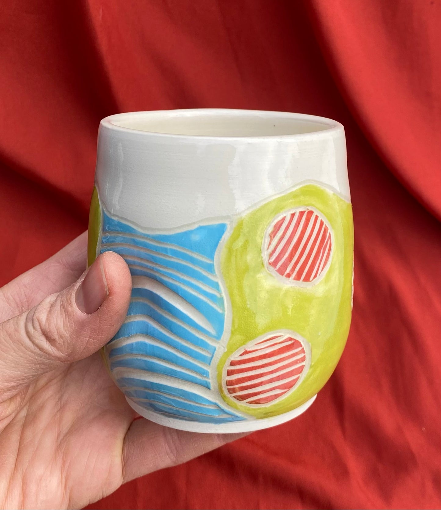 Tumbler with Colourful Sgraffito