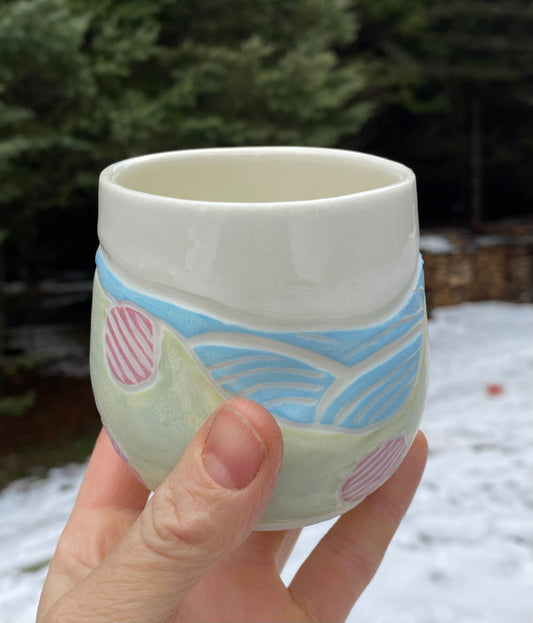 Tumbler with Pastel Sgraffito